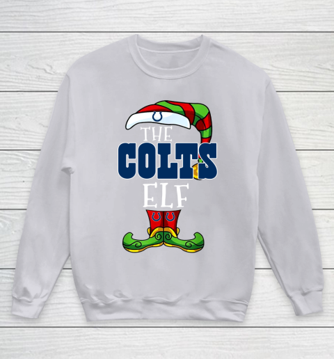 Indianapolis Colts Christmas ELF Funny NFL Youth Sweatshirt 3