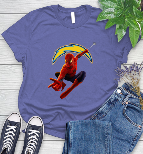 NFL Spider Man Avengers Endgame Football Los Angeles Chargers Women's T-Shirt 11