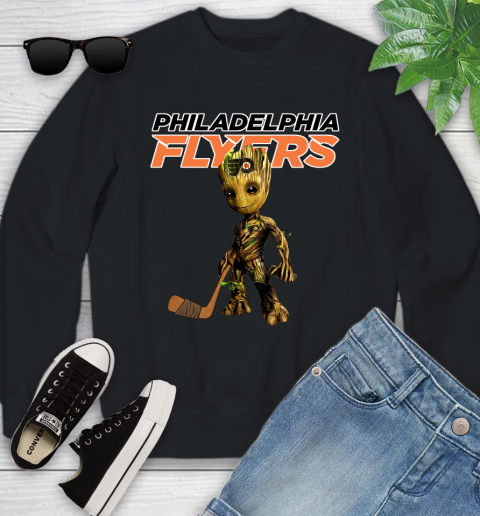 Philadelphia Flyers NHL Hockey Groot Marvel Guardians Of The Galaxy Youth Sweatshirt 2