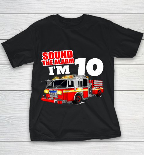 Kids Fire Truck 10th Birthday T Shirt Boy Firefighter 10 Years Old Youth T-Shirt