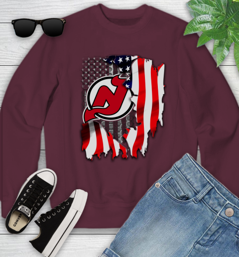 New Jersey Devils NHL Hockey American Flag Youth Sweatshirt 4