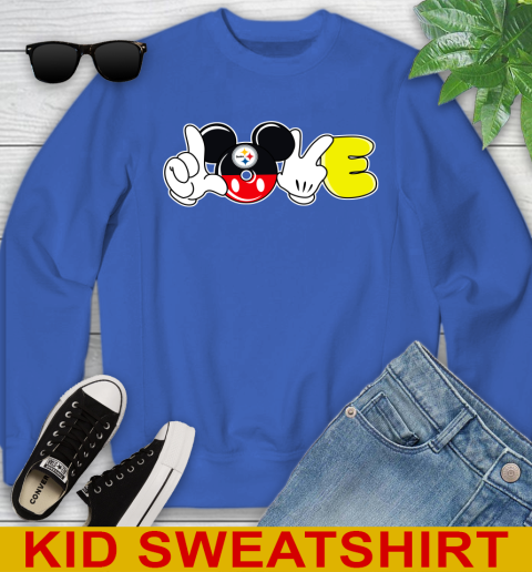 Pittsburgh Steelers NFL Football Love Mickey Disney Sports Youth Sweatshirt 7