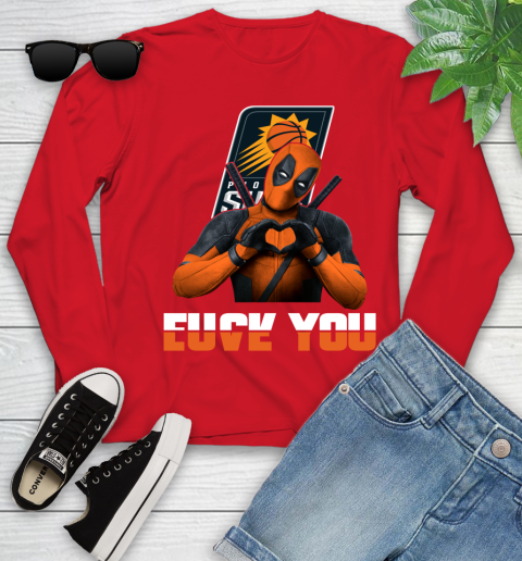 NBA Phoenix Suns Deadpool Love You Fuck You Basketball Sports Youth Long Sleeve 11