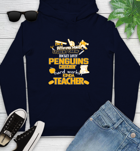 Pittsburgh Penguins NHL I'm A Difference Making Student Caring Hockey Loving Kinda Teacher Youth Hoodie 3