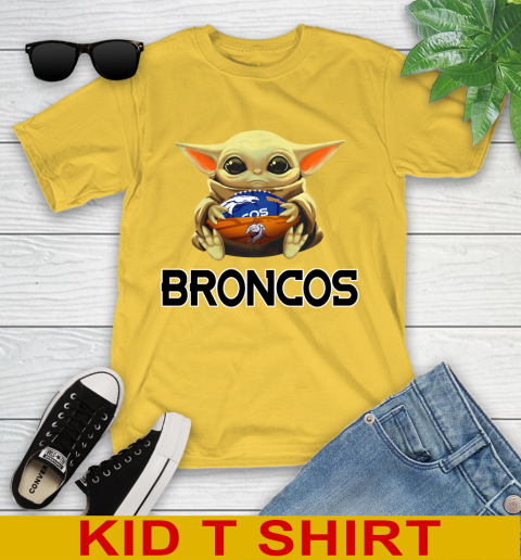 NFL Football Denver Broncos Baby Yoda Star Wars Shirt Youth T-Shirt 8