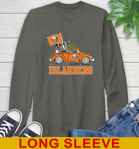 NHL Hockey New York Islanders Darth Vader Baby Yoda Driving Star Wars Shirt Long Sleeve T-Shirt 8