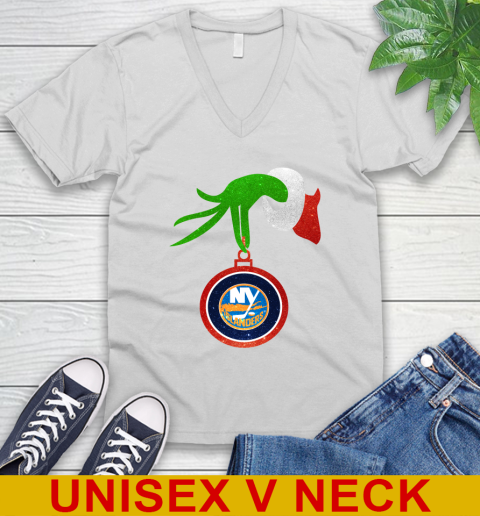New York Islanders Grinch Merry Christmas NHL Hockey V-Neck T-Shirt
