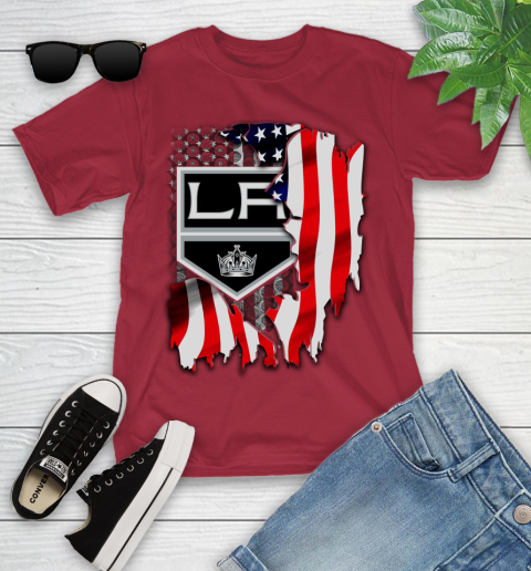 Los Angeles Kings NHL Hockey American Flag Youth T-Shirt 14