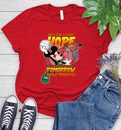 Boston Celtics NBA Basketball Mickey Disney Never Lose Hope Women's T-Shirt 13