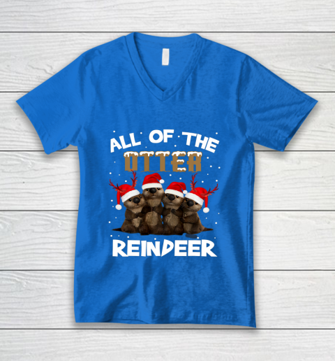 All Of Otter Reindeer Christmas Pajamas Tshirt Xmas V-Neck T-Shirt 5