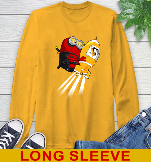 NHL Hockey Pittsburgh Penguins Deadpool Minion Marvel Shirt Long Sleeve T-Shirt 2