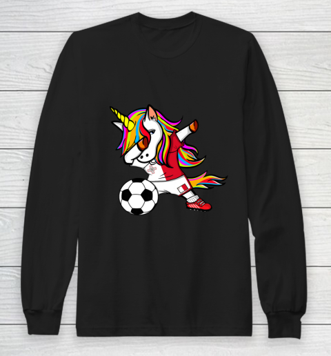 Funny Dabbing Unicorn Malta Football Maltese Flag Soccer Long Sleeve T-Shirt