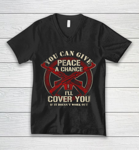 Veteran Shirt Gun Control I'll Cover You V-Neck T-Shirt