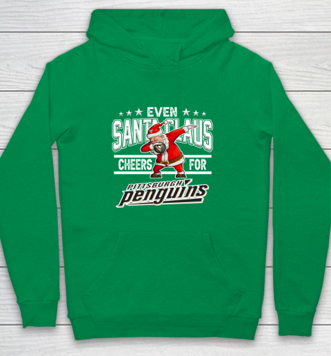 Pittsburgh Penguins Even Santa Claus Cheers For Christmas NHL Youth Hoodie 4