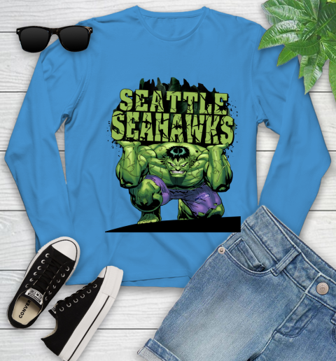 Seattle Seahawks NFL Football Incredible Hulk Marvel Avengers Sports Youth Long Sleeve 7