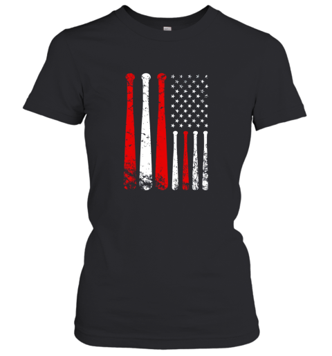 Baseball Inspired American Flag Distressed Women's T-Shirt