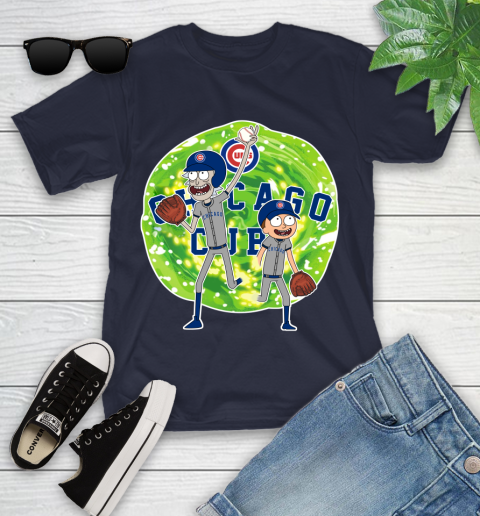 MLB Chicago Cubs Rick And Morty Baseball Sports Youth T-Shirt 3