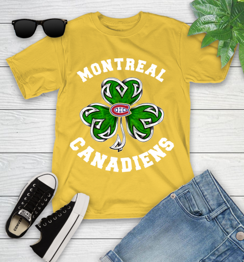 NHL Montreal Canadiens Three Leaf Clover St Patrick's Day Hockey Sports Youth T-Shirt 10