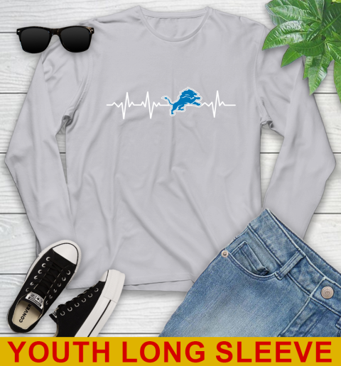 Detroit Lions NFL Football Heart Beat Shirt Youth Long Sleeve 5