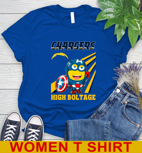 NFL Football Los Angeles Chargers Captain America Marvel Avengers Minion Shirt Women's T-Shirt 10
