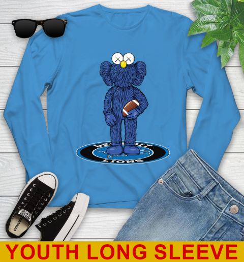 NFL Football Detroit Lions Kaws Bff Blue Figure Shirt Youth Long Sleeve 8