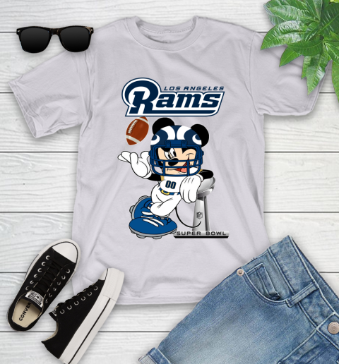 NFL Los Angeles Rams Mickey Mouse Disney Super Bowl Football T Shirt Youth T-Shirt 4