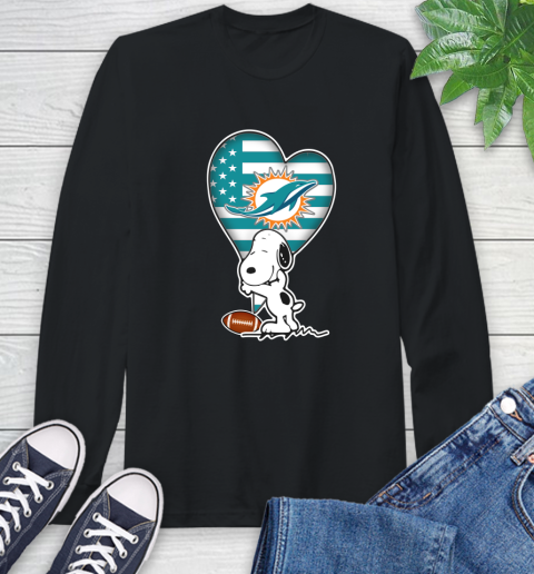 Miami Dolphins NFL Football The Peanuts Movie Adorable Snoopy Long Sleeve T-Shirt 2