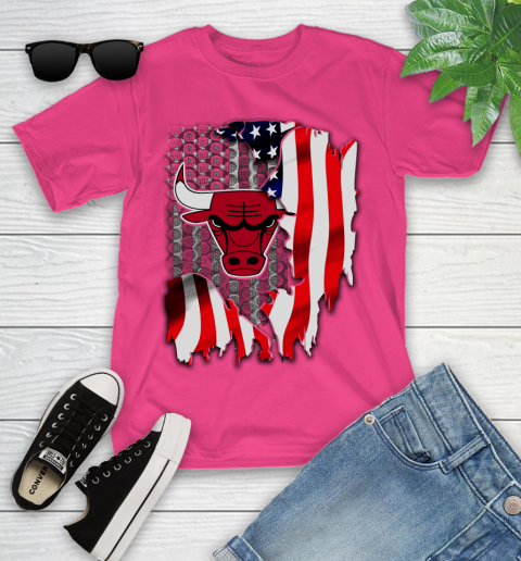 Chicago Bulls NBA Basketball American Flag Youth T-Shirt 11
