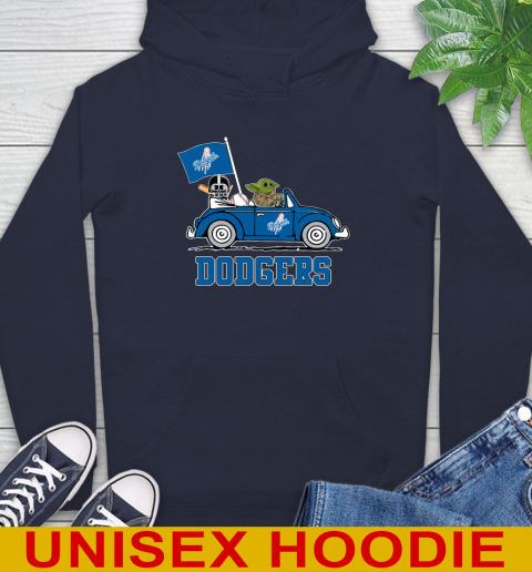 MLB Baseball Los Angeles Dodgers Darth Vader Baby Yoda Driving Star Wars Shirt Hoodie 4