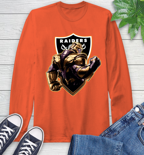 NFL Thanos Avengers Endgame Football Sports Oakland Raiders Long Sleeve T-Shirt 5