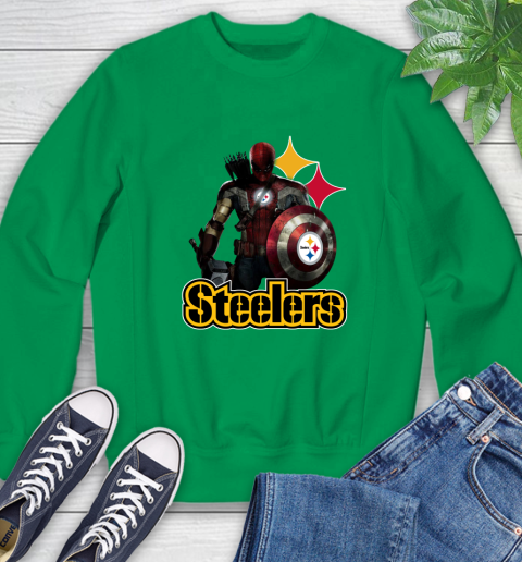 NFL Captain America Thor Spider Man Hawkeye Avengers Endgame Football Pittsburgh Steelers Sweatshirt 6