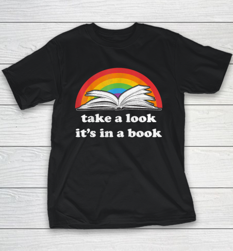 Take A Look It's In A Book Reading Vintage Retro Rainbow Youth T-Shirt