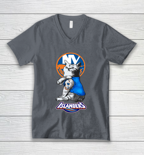 NHL My Cat Loves New York Islanders Hockey V-Neck T-Shirt 4