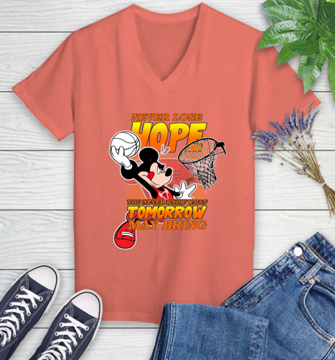 Chicago Bulls NBA Basketball Mickey Disney Never Lose Hope Women's V-Neck T-Shirt 6
