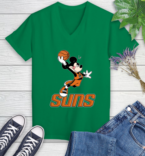 NBA Basketball Phoenix Suns Cheerful Mickey Mouse Shirt Women's V-Neck T-Shirt 5