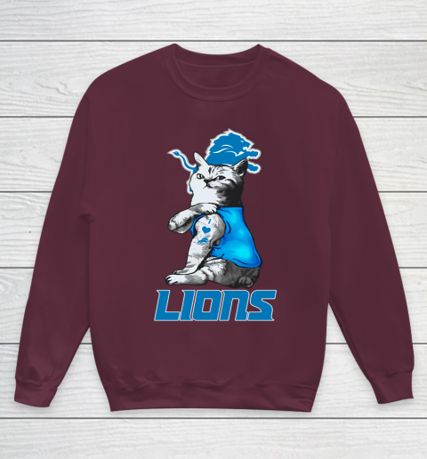 NFL Football My Cat Loves Detroit Lions Youth Sweatshirt 4