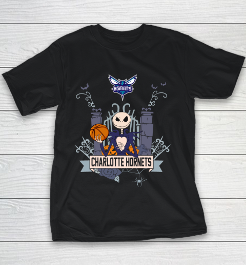 NBA Charlotte Hornets Basketball Jack Skellington Halloween Youth T-Shirt