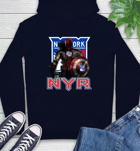 NHL Captain America Thor Spider Man Hawkeye Avengers Endgame Hockey New York Rangers Hoodie 4