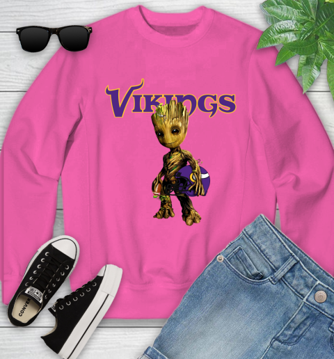 Minnesota Vikings NFL Football Groot Marvel Guardians Of The Galaxy Youth Sweatshirt 7