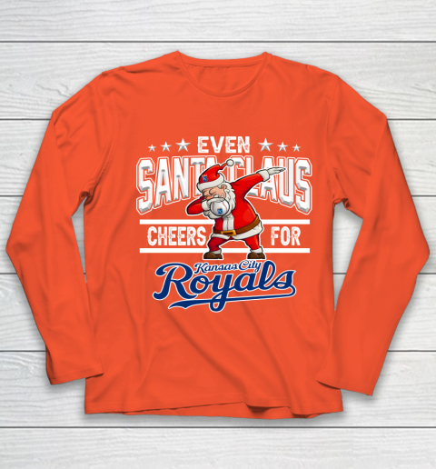 Kansas City Royals Even Santa Claus Cheers For Christmas MLB Youth Long Sleeve 3