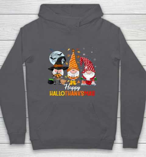 Gnomes Halloween And Merry Christmas Happy Hallothanksmas Hoodie 4