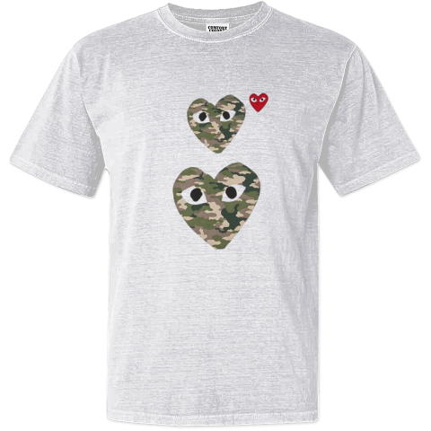 CDG PLAY CAMO DOUBLE HEART Dyed Heavyweight T-Shirt
