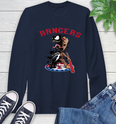 MLB Texas Rangers Baseball Venom Groot Guardians Of The Galaxy Long Sleeve T-Shirt 4