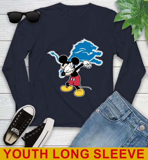Detroit Lions NFL Football Dabbing Mickey Disney Sports Youth Long Sleeve 3