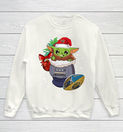 Jacksonville Jaguars Christmas Baby Yoda Star Wars Funny Happy NFL Youth Sweatshirt 2