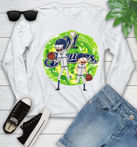 MLB Milwaukee Brewers Rick And Morty Baseball Sports Youth Long Sleeve