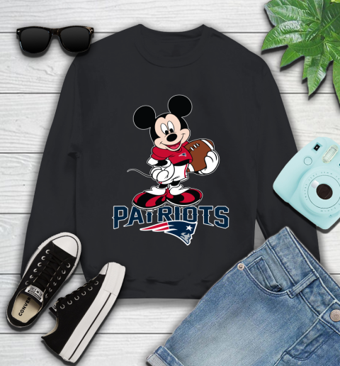 NFL Football New England Patriots Cheerful Mickey Mouse Shirt Youth Sweatshirt