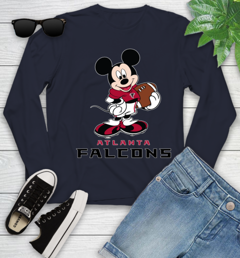 NFL Football Atlanta Falcons Cheerful Mickey Mouse Shirt Youth Long Sleeve 3
