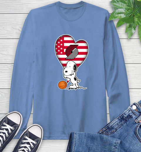 Portland Trail Blazers NBA Basketball The Peanuts Movie Adorable Snoopy Long Sleeve T-Shirt 11