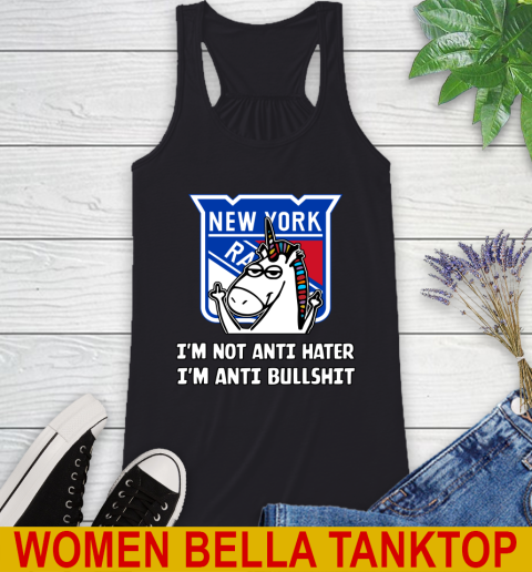 New York Rangers NHL Hockey Unicorn I'm Not Anti Hater I'm Anti Bullshit Racerback Tank 2